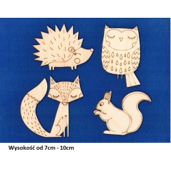 SKLEJKA #3mm Komplet zwierzątek leśnych o wysokości od 7cm do 10cm / sowa,lis,wiewiórka,jeż / 1640